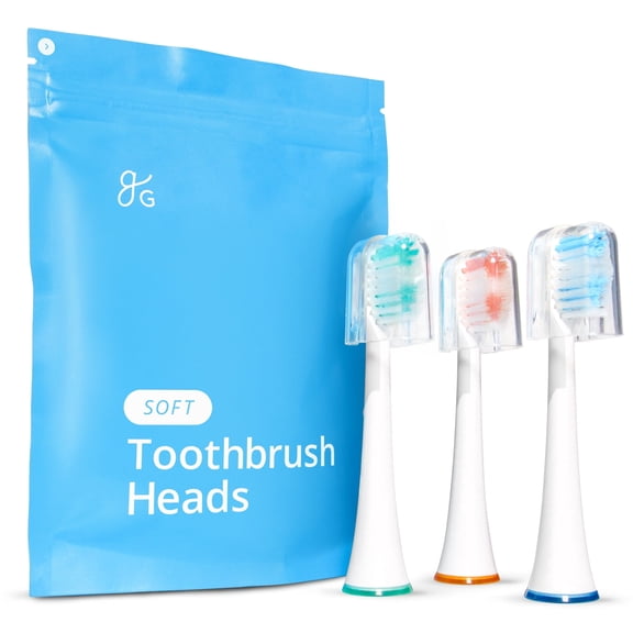 Greater Goods Sonic Electric Toothbrush Replacement Heads, Soft Bristles, 3-Count, Compatible with Greater Goods Sonic Toothbrushes Only