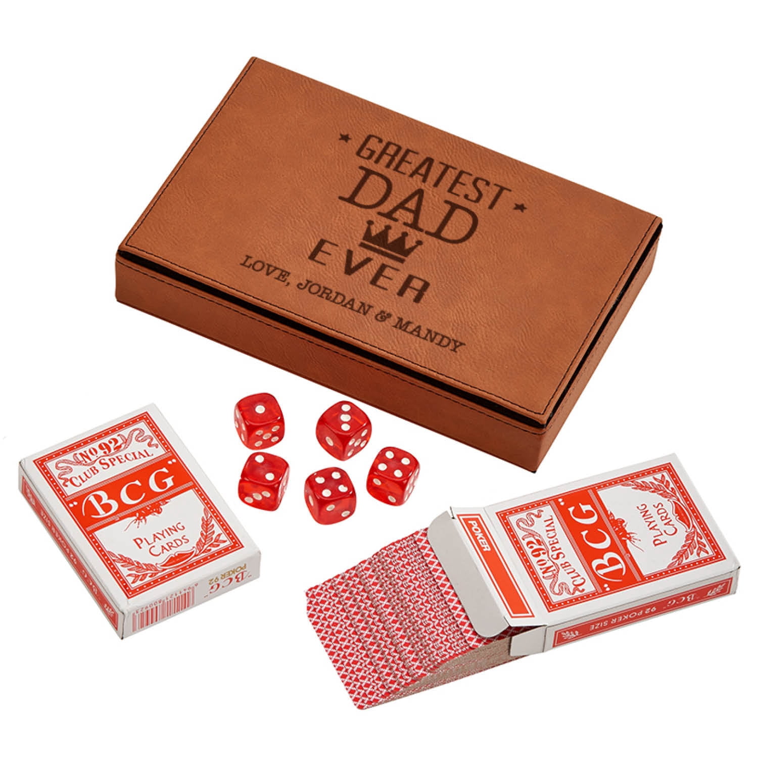 Personalized Planet Custom Leatherette Playing Card Set with Dice Gift ...