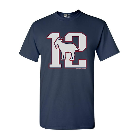 Greatest Of All Time 12 New England Goat Football Fan Gear DT Adult T-Shirt Tee