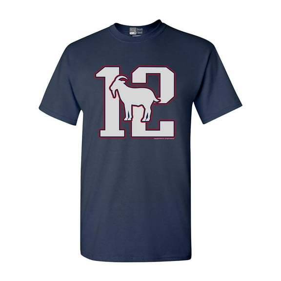 Greatest Of All Time 12 New England Goat Football Fan Gear DT Adult T-Shirt Tee