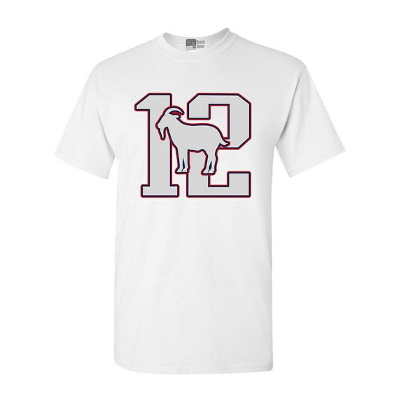 Greatest Of All Time 12 New England Goat Football Fan Gear DT Adult T-Shirt Tee