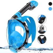 Greatever Full Face Snorkel Mask with Latest Dry Top System,Foldable 180 Degree Panoramic View Snorkeling Mask with Camera Mount,Safe Breathing,Anti-Leak&Anti-Fog