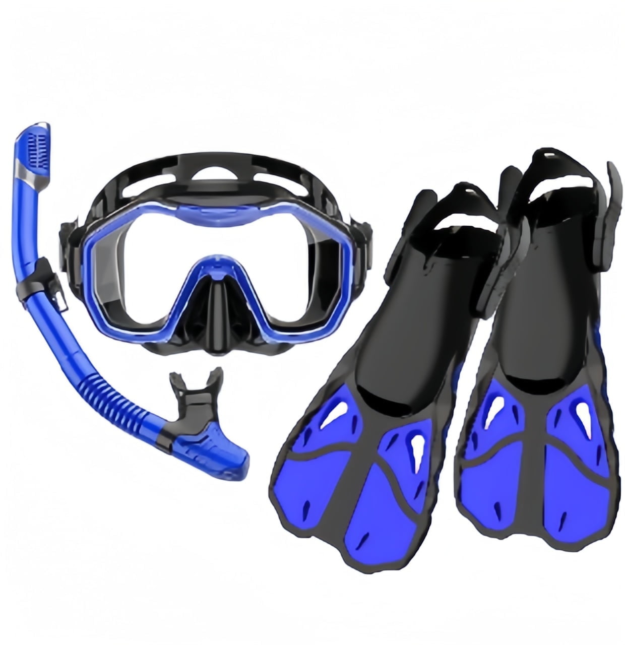 Greatever Mask Fins Snorkeling Gear for Adults,180° Panoramic Wide View Diving Mask Breathing Freely Snorkel MasK, Panoramic View Snorkel Mask Dry Top Anti-Fog Anti-Leak Blue