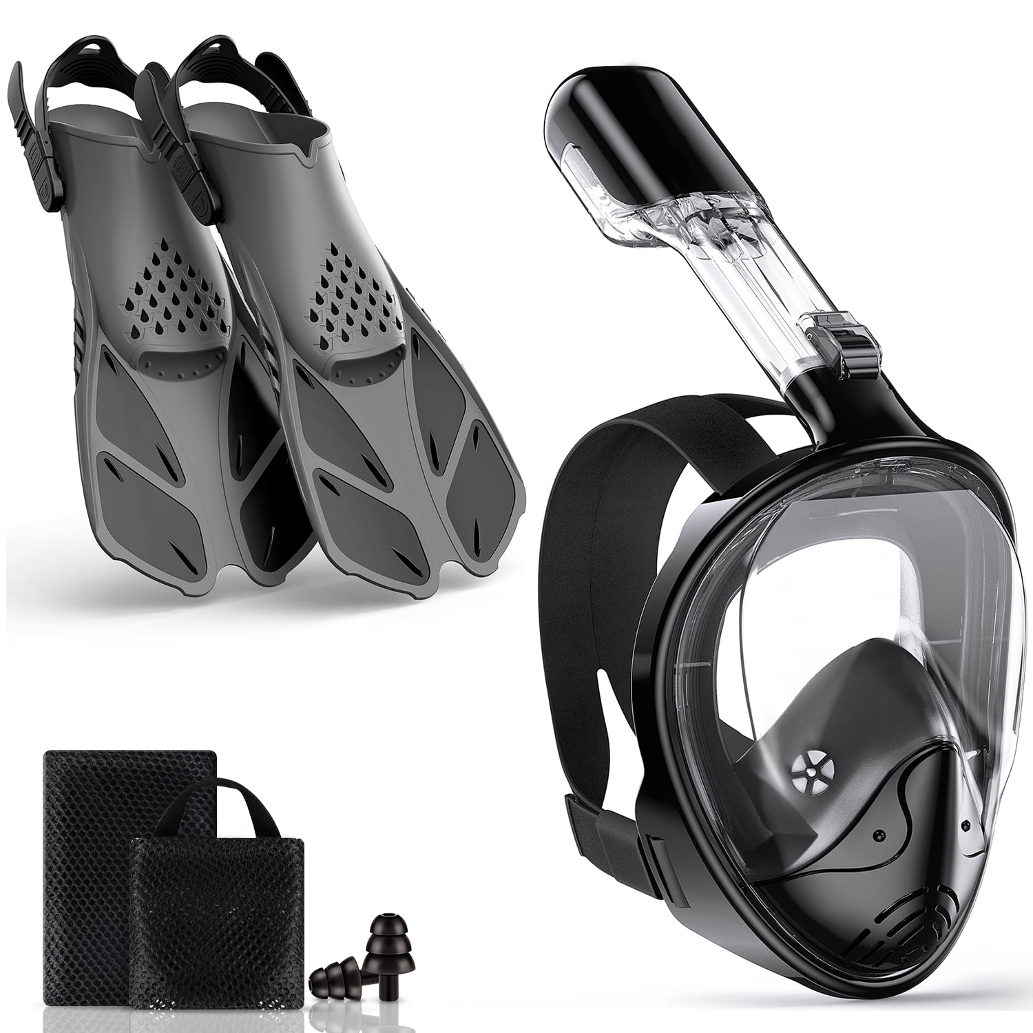 Greatever Mask Fins Snorkeling Gear for Adults, Full Face Snorkel Mask ...