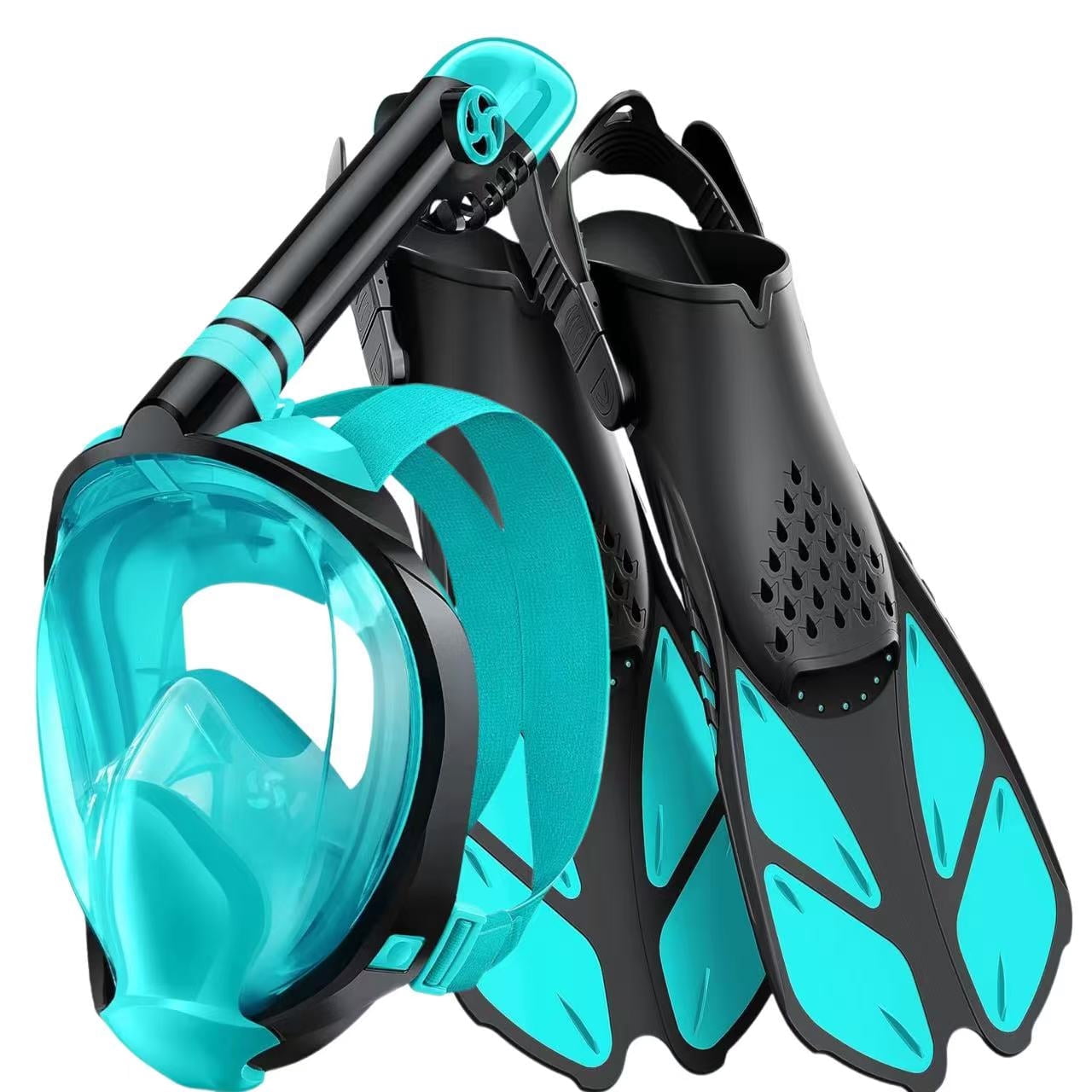 Greatever Snorkeling Gear Full Face Mask & Adjustable Swim Fins ...