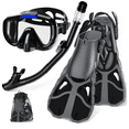 thumbnail image 1 of Greatever Snorkel Set with Fins for Adults, Mask Fins Snorkel Gear for Unisex, Dry Top Snorkel Mask Snorkel Fins Combo Set with Travel Bag for Snorkeling, Diving, Swimming BLACK S, 1 of 7