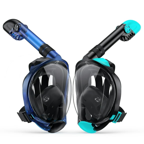 Greatever Snorkeling Gear for Adults 2PCS, Full Face Snorkel Mask with Dry Top Snorkel, Anti-Leak & Anti-Fog Snorkel Mask Adult with Camera Mount mesh Bag
