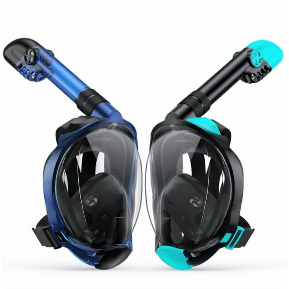 Greatever Snorkeling Gear for Adults 2PCS, Full Face Snorkel Mask with Dry Top Snorkel, Anti-Leak & Anti-Fog Snorkel Mask Adult with Camera Mount mesh Bag