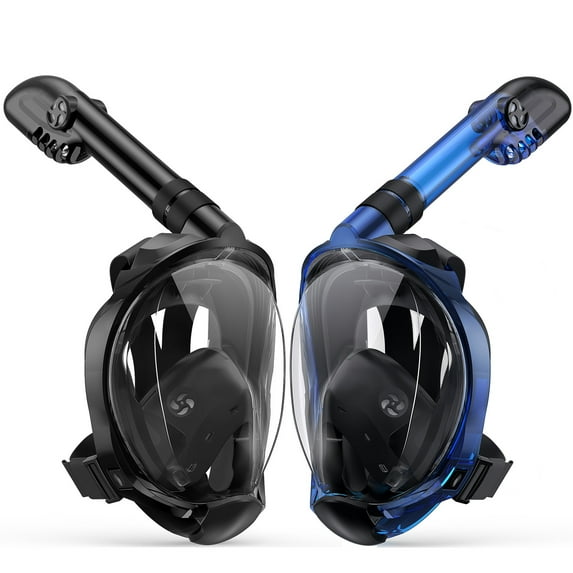 Greatever Snorkeling Gear for Adults 2PCS, Full Face Snorkel Mask with Dry Top Snorkel, Anti-Leak & Anti-Fog Snorkel Mask Adult with Camera Mount mesh Bag