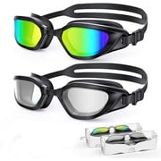 Greatever Swim Goggles, Unisex Adult Swimming Goggles Anti Fog Anti UV No Leakage Wide View for Men Women Youth