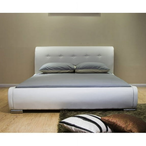 Greatime B1048 Modern Platform Bed, California King, White