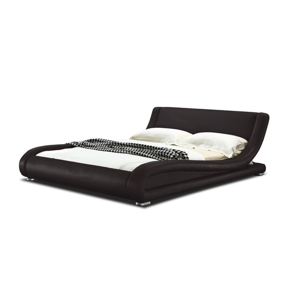 Greatime B1070 Contemporary Upholstered Platform Bed, King, Dark Brown