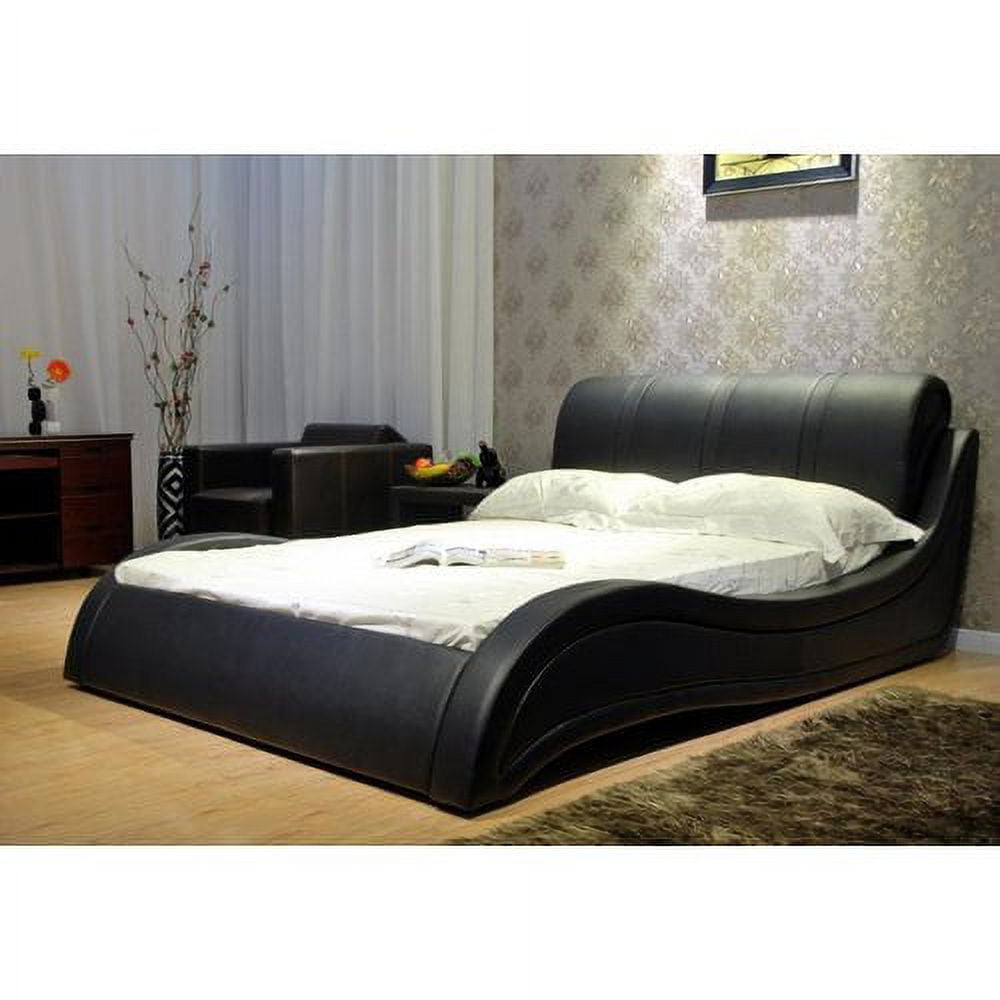 Greatime B1130 Upholstered Modern Platform Bed, Queen, Black