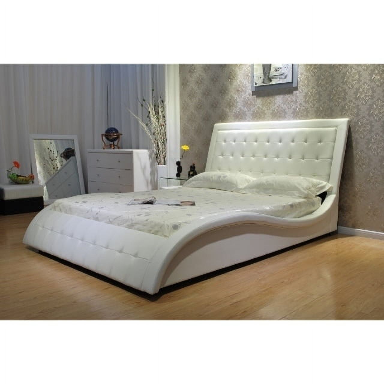Greatime B11362 Wavelike Shape Upholstered Modern Platform Bed, King