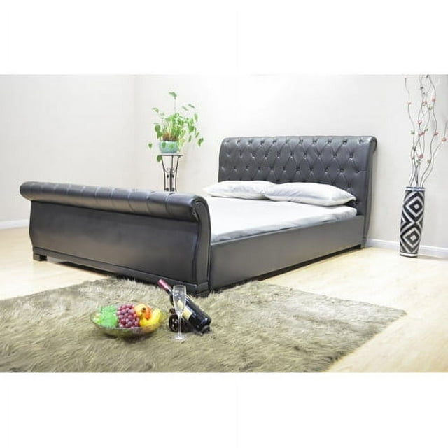 Greatime B1175 Sleigh Bed, Queen, Black
