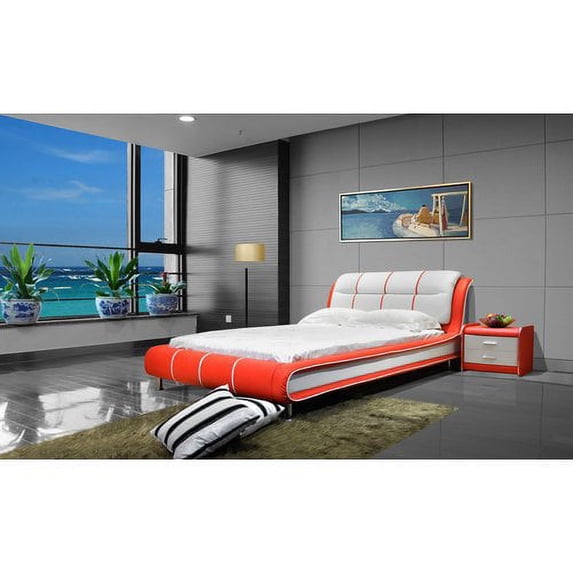 Greatime B1190 Modern Platform Bed, King, Red&White