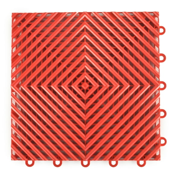 Greatmats Open Grid Interlocking Garage Floor Tiles, Red 25 Pack 1x1 Ft