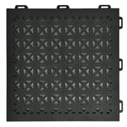 Greatmats StayLock Perforated PVC Plastic Interlocking Outdoor Wet Area and Home Playground Flooring, Deck and Pool Surround Floors Black, 26 Pack, 1x1 Ft x 9/16 inch