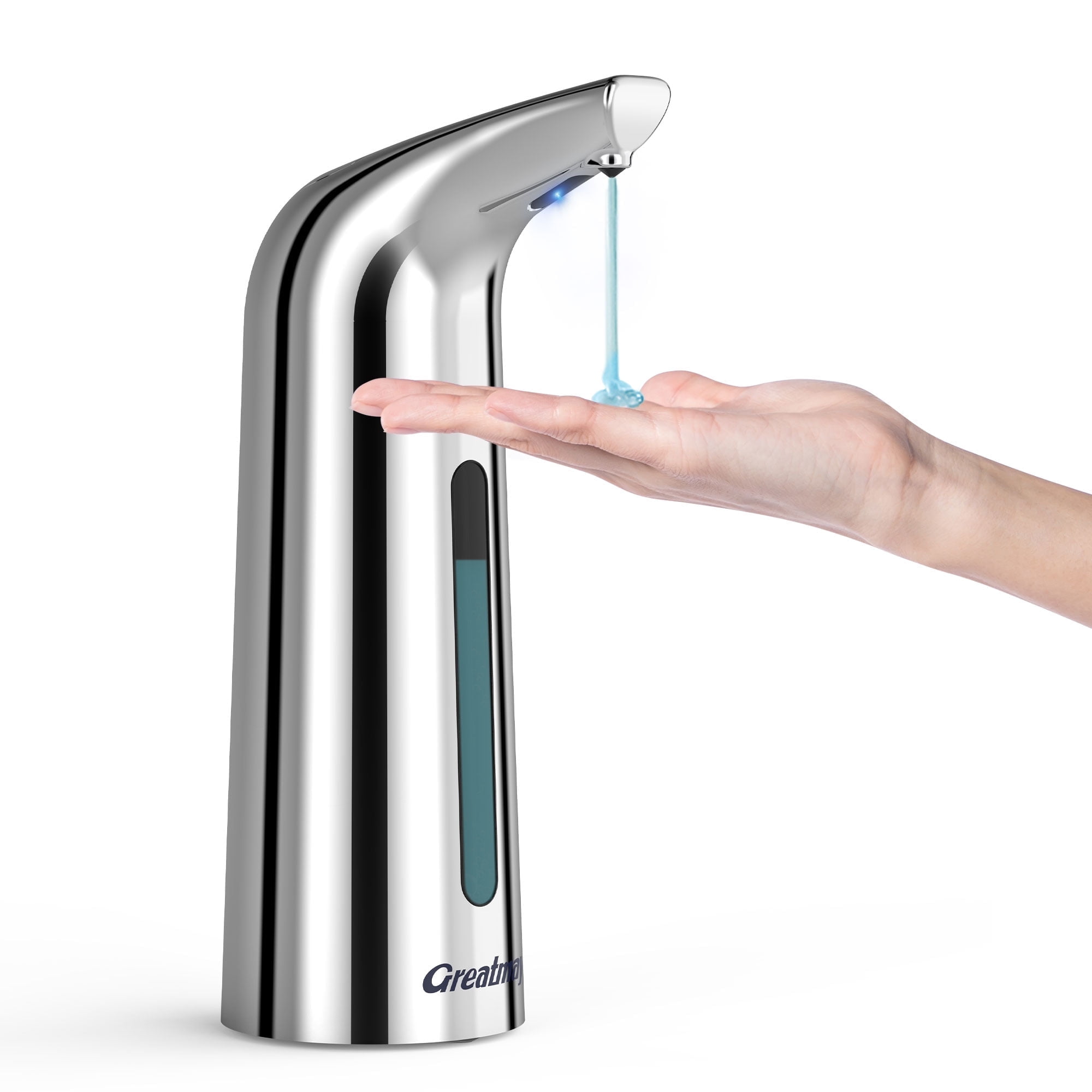Greatmay Adjustable Automatic Soap Dispenser Touchless, 4 Adjustable Levels Touchless Sensor Liquid Soap Pump Dispenser，300ml Rechargeable Magnetic charging Hand Soap Dispenser for Kitchen，Bathroom