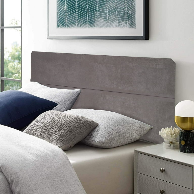 Grey fabric headboard deals