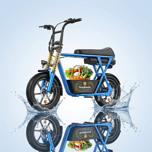 Greatwork K7 Peak 1000W Electric Scooter for Adults, 20MPH & 25-Mile Range, 16" All-Terrain Tires, Motorcycle Style with Seat & Basket & Dual Brakes UL2272