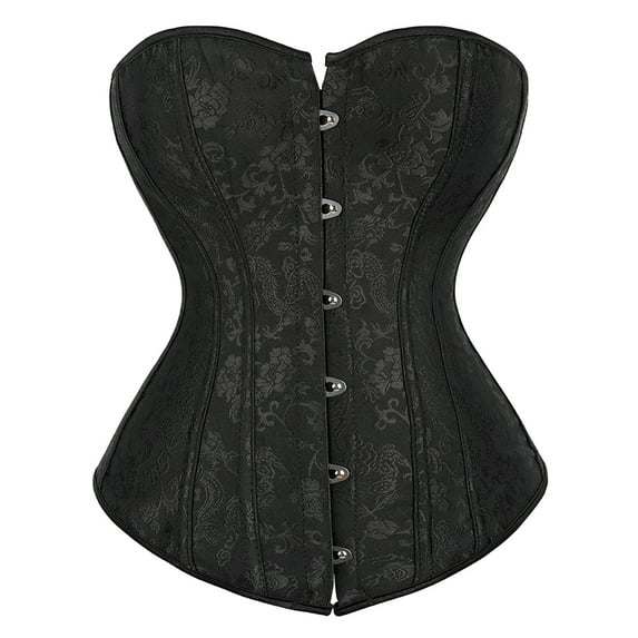Grebrafan Bustier Corset Top Lace up Vintage Black 5XL