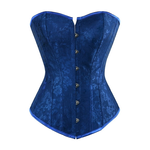 Grebrafan Bustier Corset Top Lace up Vintage Blue M