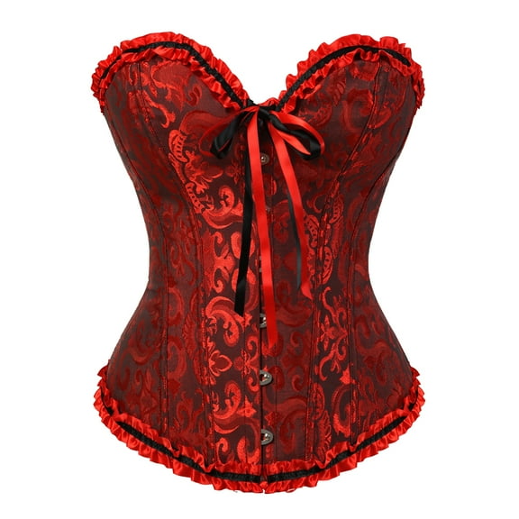 Grebrafan Bustiers Corsets Women Burlesque Dark Red S