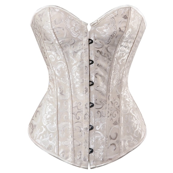 Grebrafan Corset Bridesmaid Party Brocade Bustier Women Beige 6XL