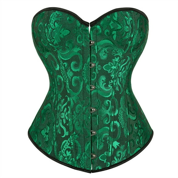 Grebrafan Corset Bridesmaid Party Brocade Bustier Women Black Green L