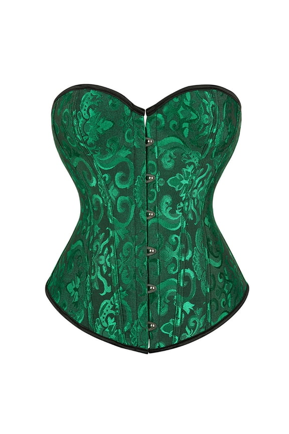 Corset Bridesmaid Party Brocade Bustier Women Black Green XS
