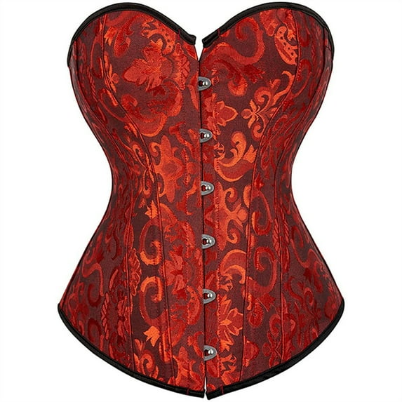 Grebrafan Corset Bridesmaid Party Brocade Bustier Women Black Red 3XL