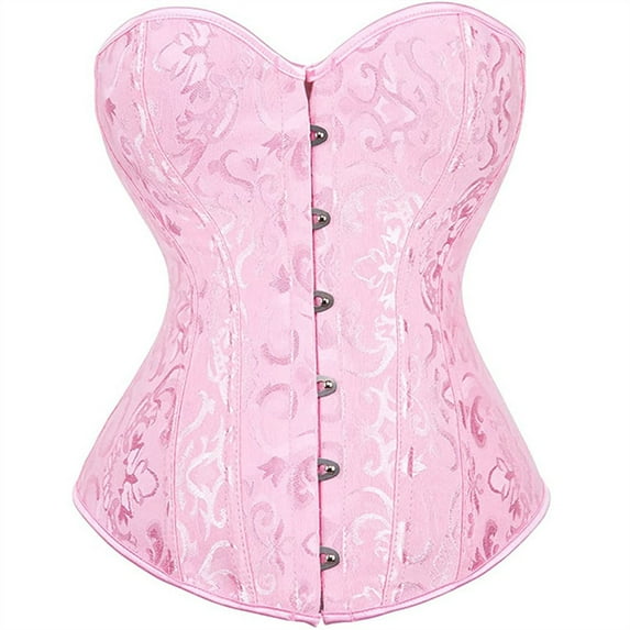 Grebrafan Corset Bridesmaid Party Brocade Bustier Women Pink 4XL