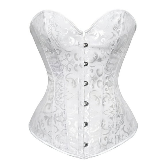 Grebrafan Corset Bridesmaid Party Brocade Bustier Women White XS