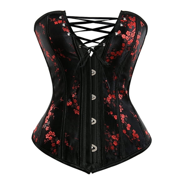 Grebrafan Corset Bustier Women Gothic Bridal Party Top Black L