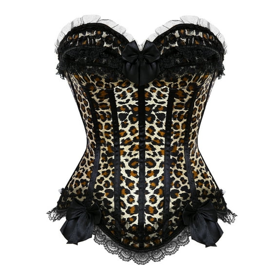 Grebrafan Corset Bustier for Women Push up Burlesque Tops Leopard 3XL