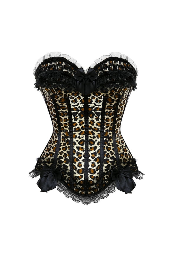 Corset Bustier for Women Push up Burlesque Tops Leopard XXL