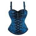 thumbnail image 1 of Grebrafan Corset Carnival Women Party Club Night Bustier Top Black Blue XL, 1 of 5