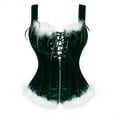thumbnail image 1 of Grebrafan Corset Christmas Push up Shoulder Strap Bustier Dark Green XL, 1 of 5