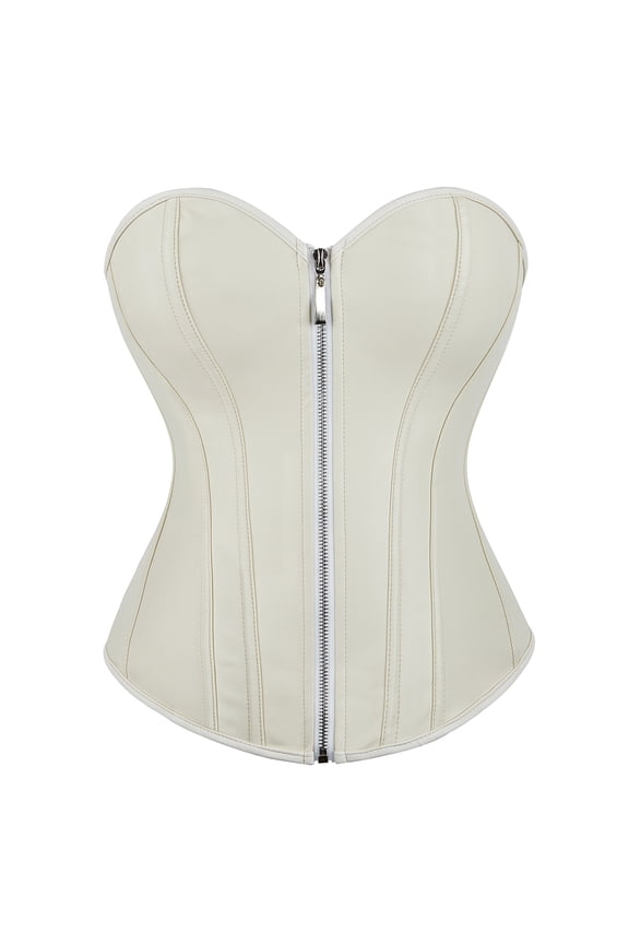 Corset Cosplay Steampunk Leather Bustiers Ladies Beige XS