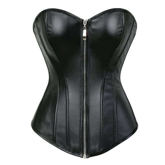 Grebrafan Corset Cosplay Steampunk Leather Bustiers Ladies Black 3XL