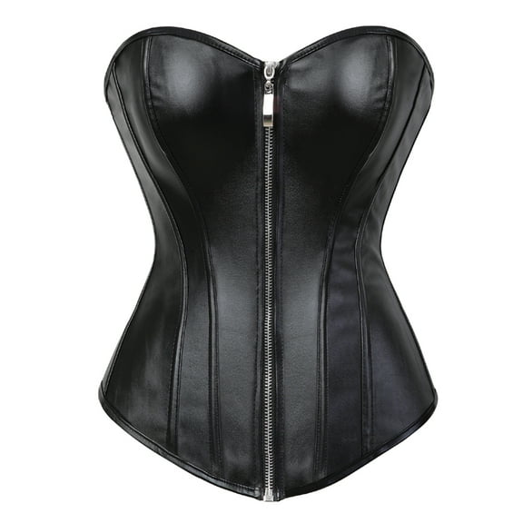 Grebrafan Corset Cosplay Steampunk Leather Bustiers Ladies Black 4XL