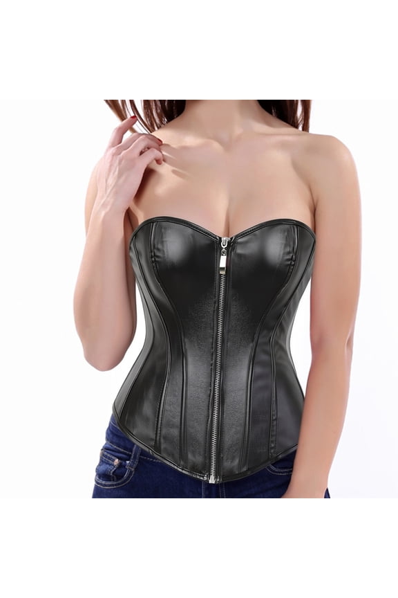 Corset Cosplay Steampunk Leather Bustiers Ladies Black XS