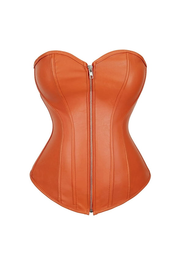 Corset Cosplay Steampunk Leather Bustiers Ladies Orange 6XL