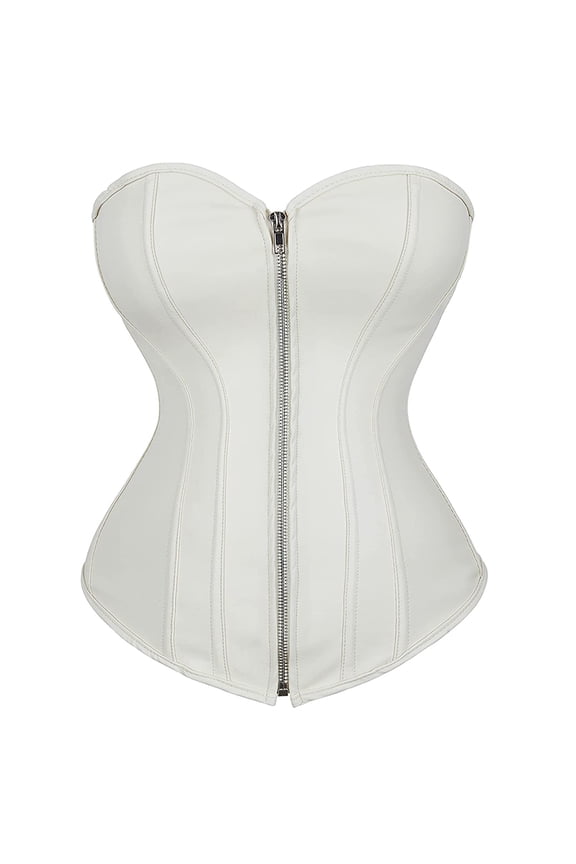 Corset Cosplay Steampunk Leather Bustiers Ladies White S