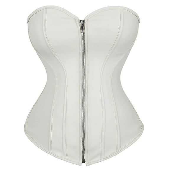 Grebrafan Corset Cosplay Steampunk Leather Bustiers Ladies White XXL