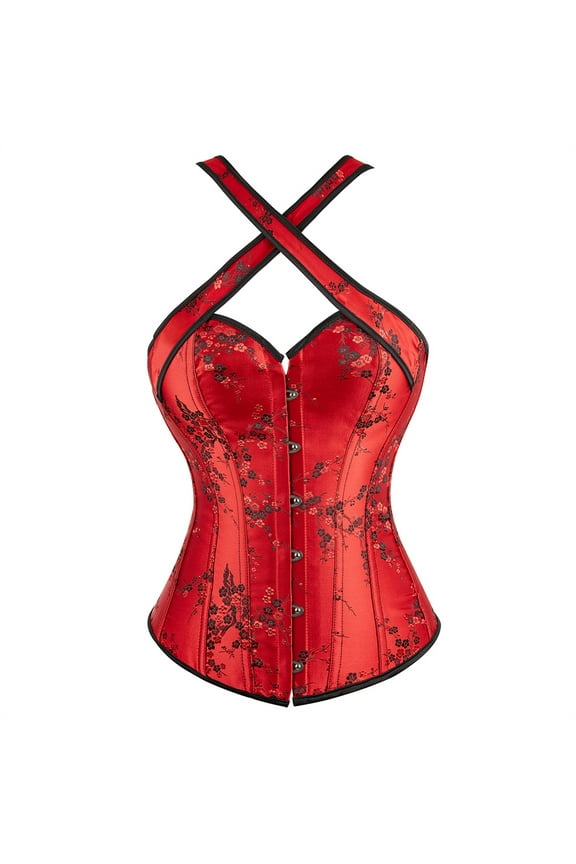 Corset Gothic Bridal Bustier Top Halloween Women Red M