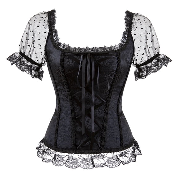 Grebrafan Corset Gothic Punk Bustier Women Off Shoulder Black 5XL
