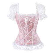 Grebrafan Corset Gothic Punk Bustier Women Off Shoulder Pink L