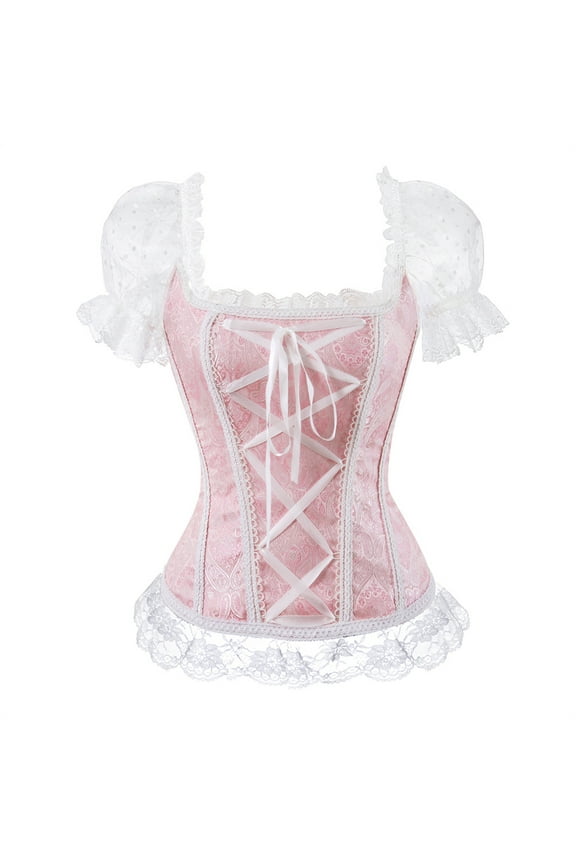 Corset Gothic Punk Bustier Women Off Shoulder Rose M
